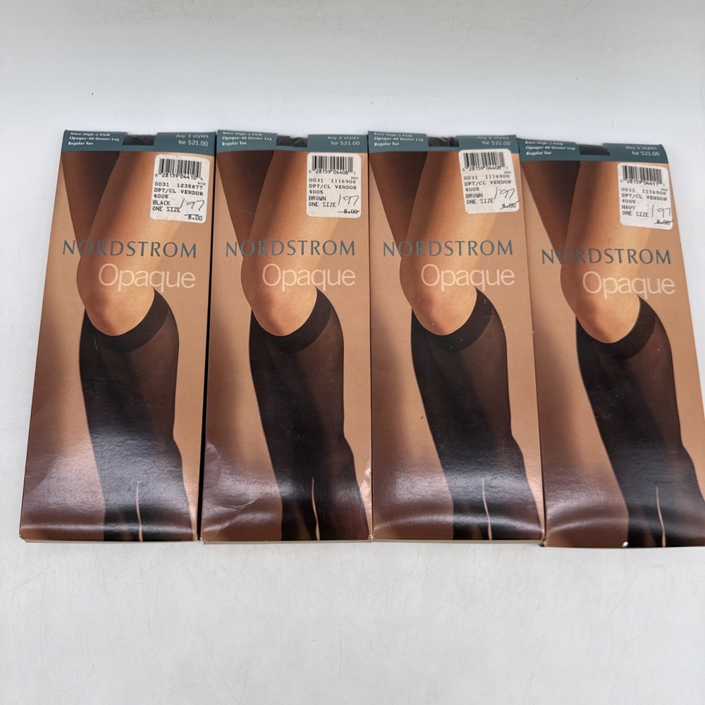 Vintage Nordstrom Opaque Pantyhose - Brown (2), Black (1), Navy (1) Regular Toe